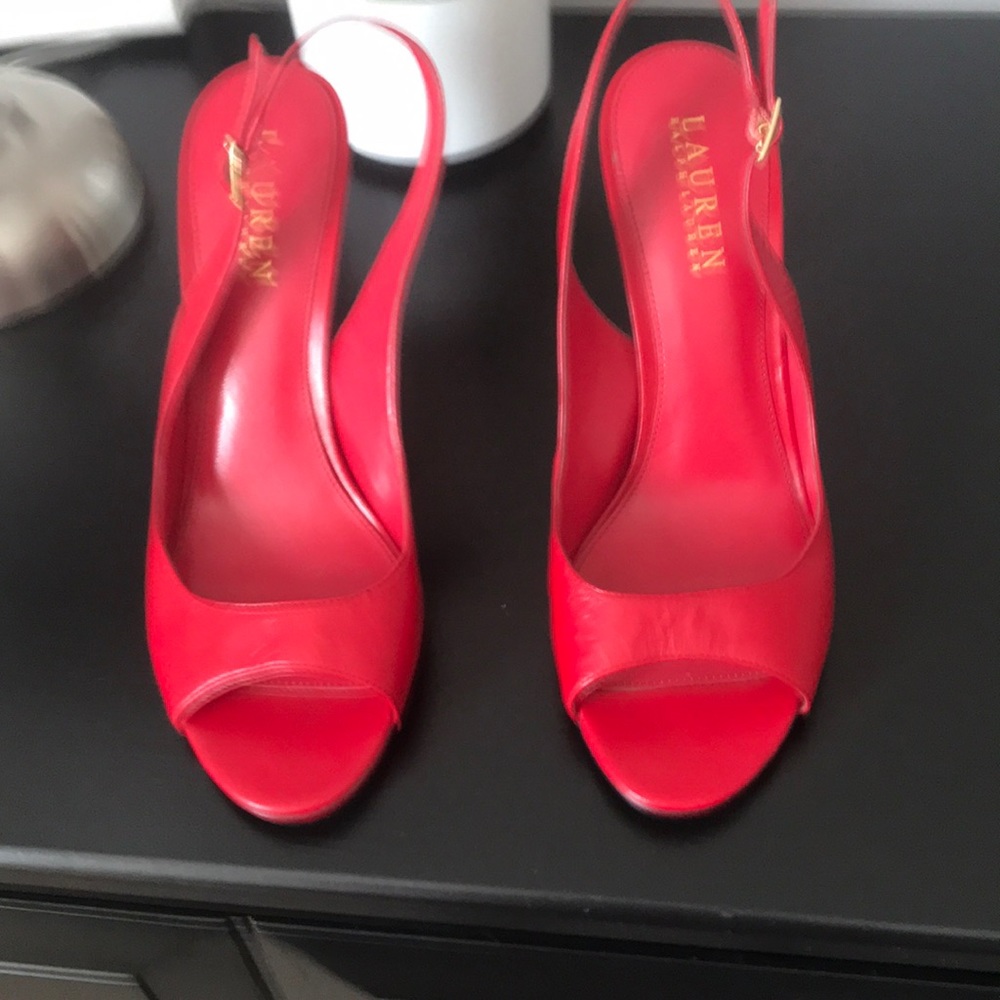 Red high heels sandals